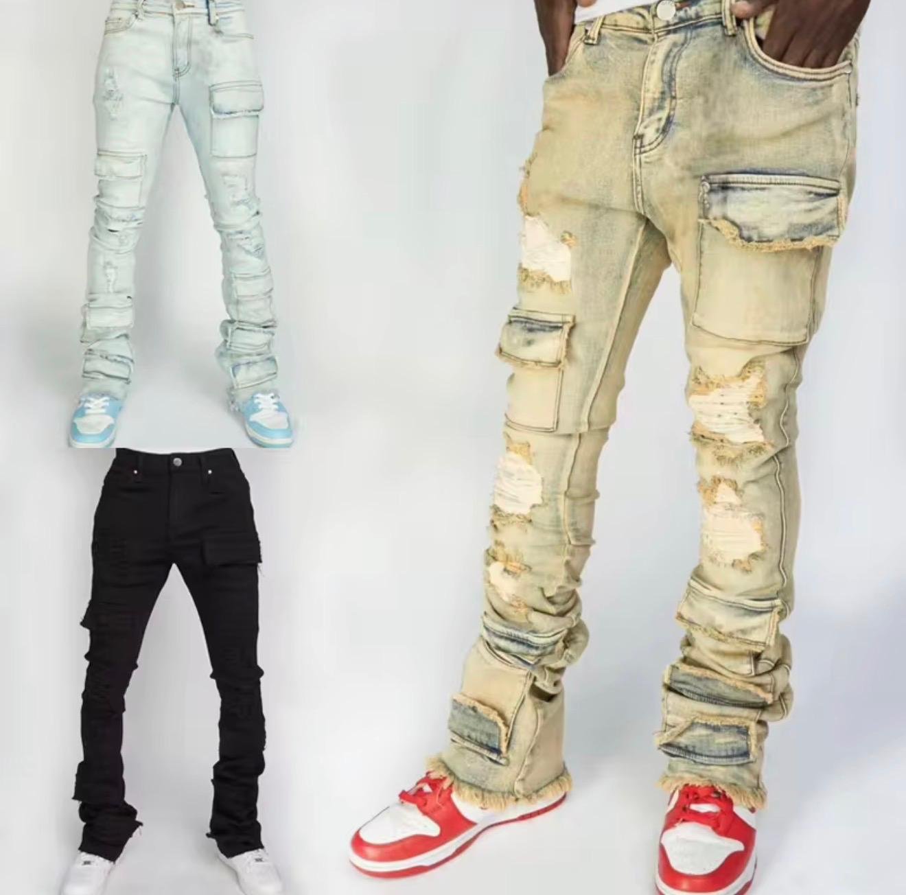 Men jeans multi pocket