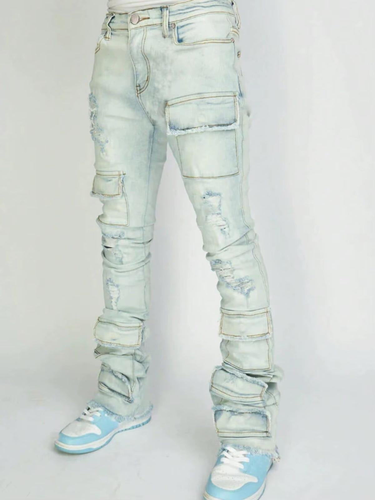 Men jeans multi pocket