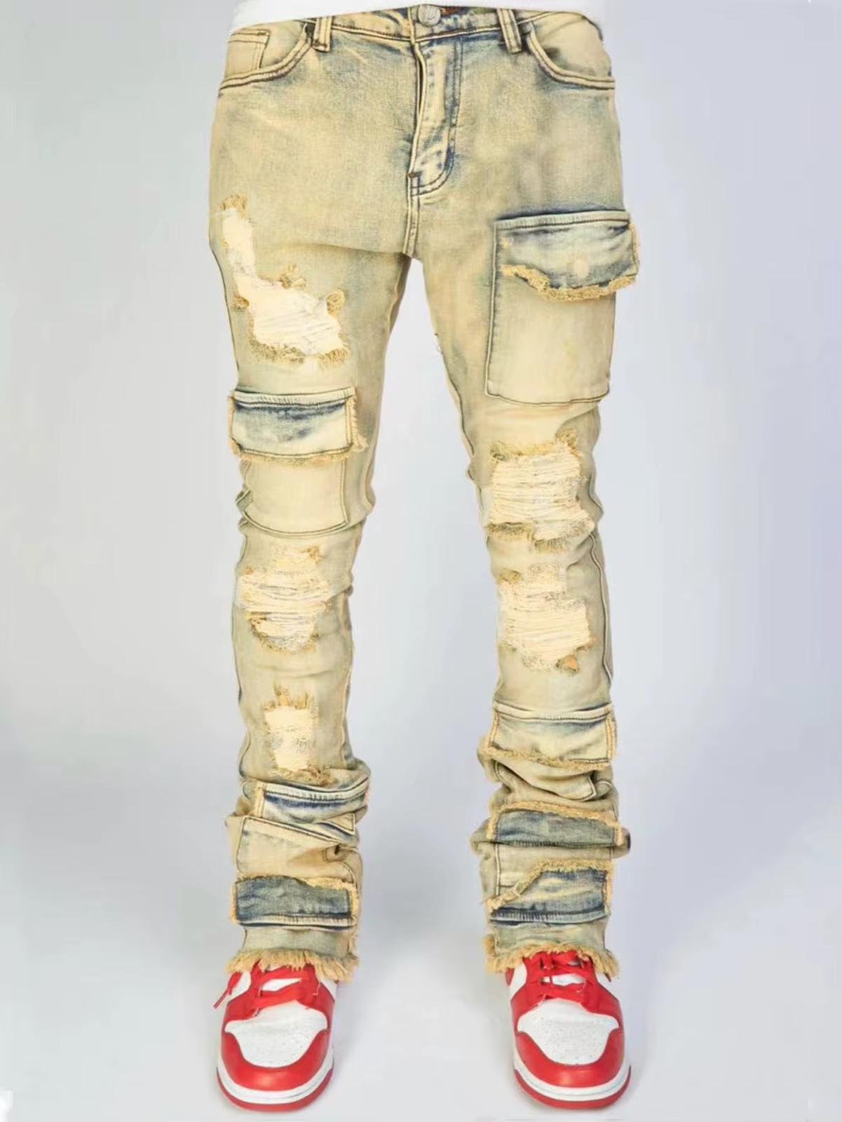Men jeans multi pocket