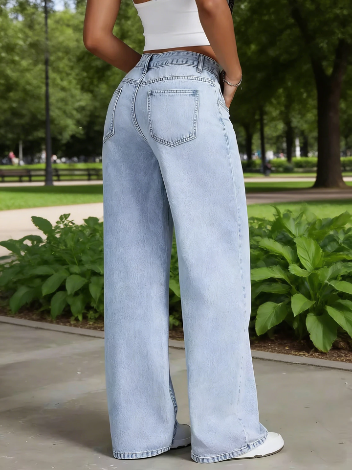 Women Jeans vintage  High-waist wide-Leg